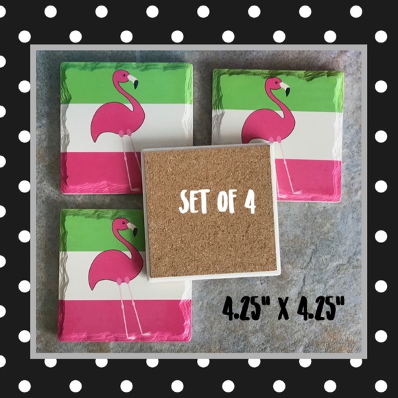 Flamingo Coaster Set - Picture 2 of 3